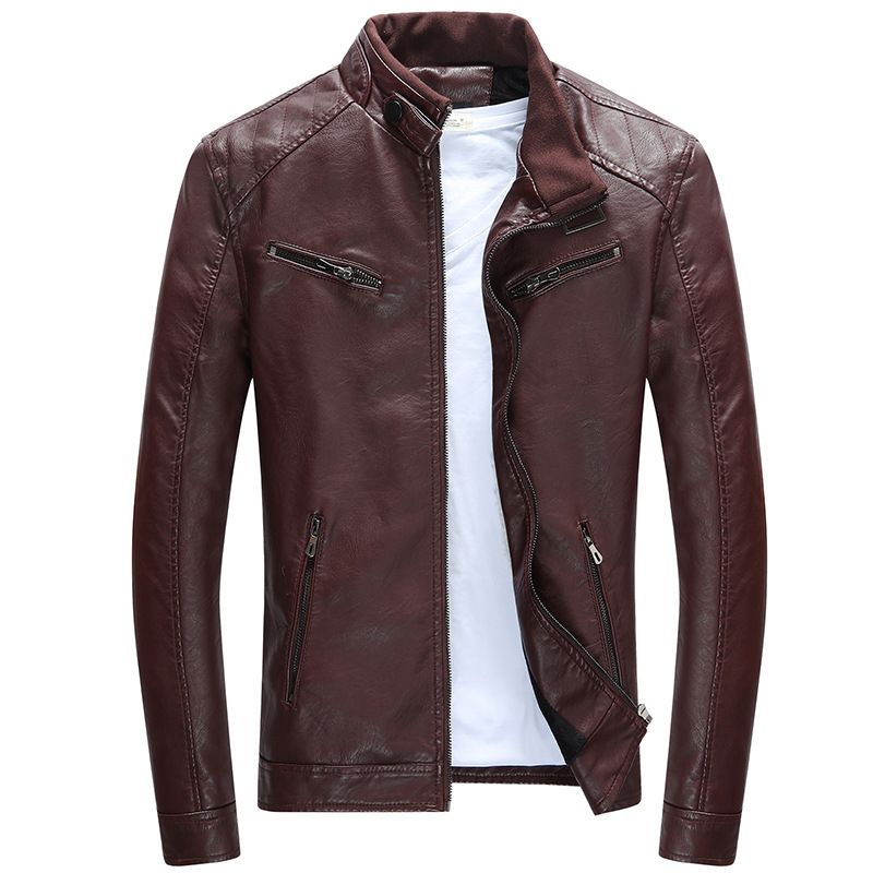 Men's Clothing New leather jacket for men, slim style jacket for young men,spring new style for men, handsome motorcycle men's leather jacket_autovado.com