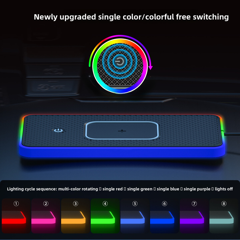 D15Key Switchable RGB Ambient Light Car Phone Wireless Charger Compatible With Mercedes-Benz BMW Universal_autovado.com