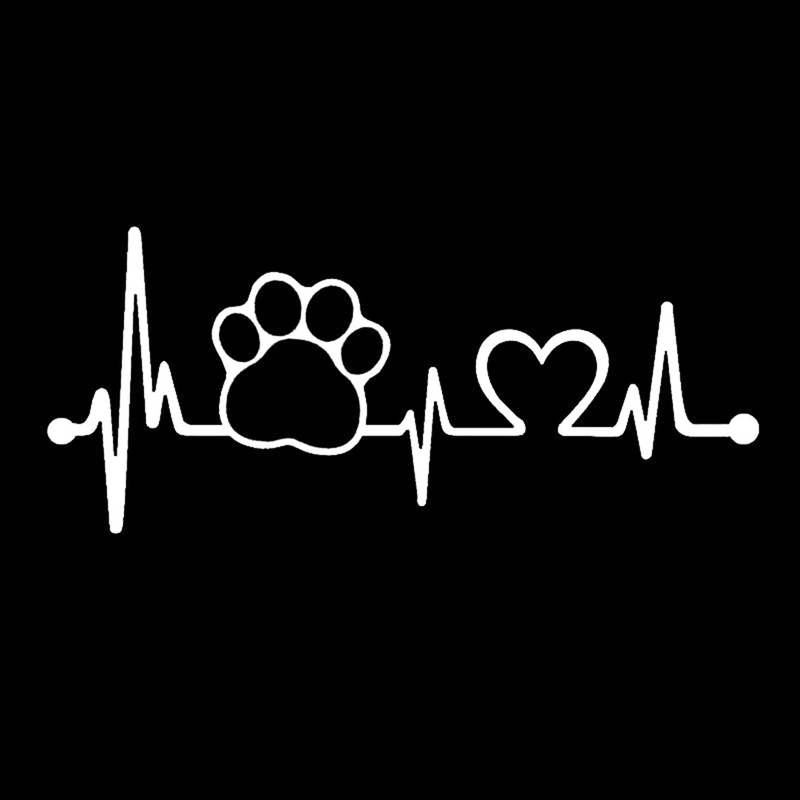 Heartbeat Dog Paw Creative Motorcycle Car Window Body Decoration Sticker Decal_autovado.com