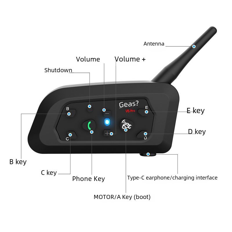 EJEAS factory wholesale motorcycle helmet bluetooth intercom headset V6Pro single pack 6 people outdoor switching intercom_autovado.com