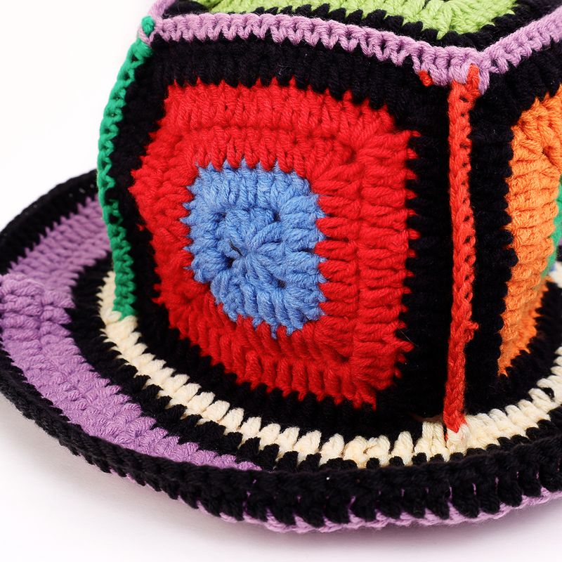 Hot Sale 2024 Colorful New Women Girl Handmade Crochet Bucket Hats Y2k Fashion Summer Beach Korean Hollow Knitted Hat_autovado.com