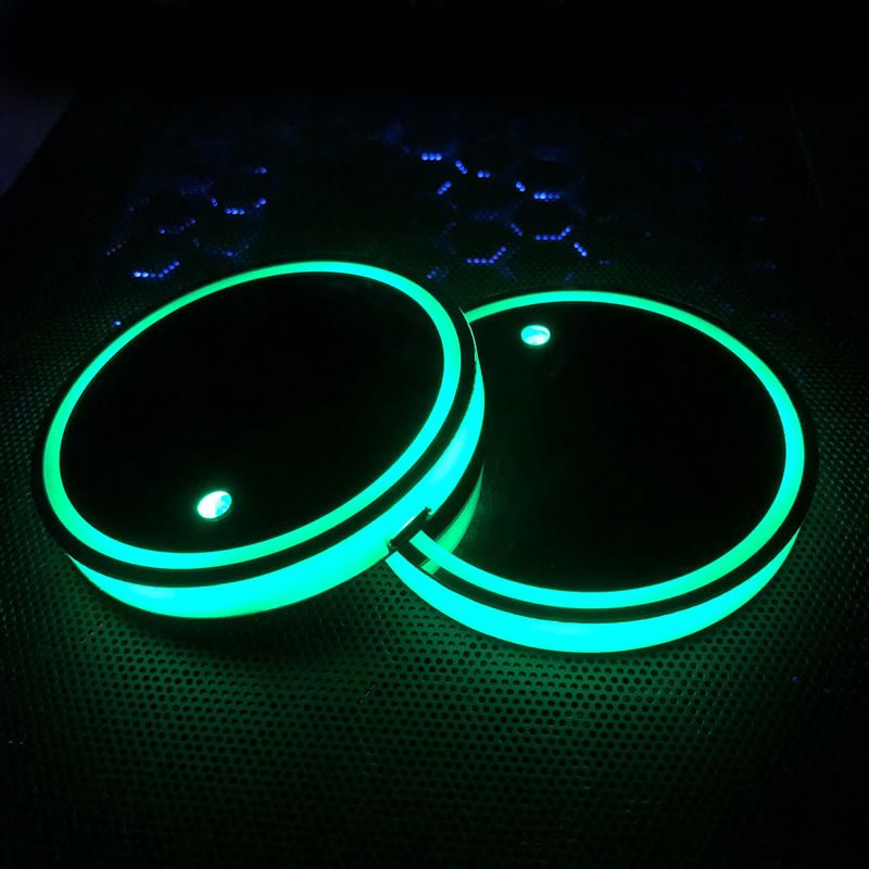 Automotive LED Luminous Water Mat Pattern Can Be Modified With Acrylic Car Cup Slot Ambient Light 68MM Diameter Seven_autovado.com