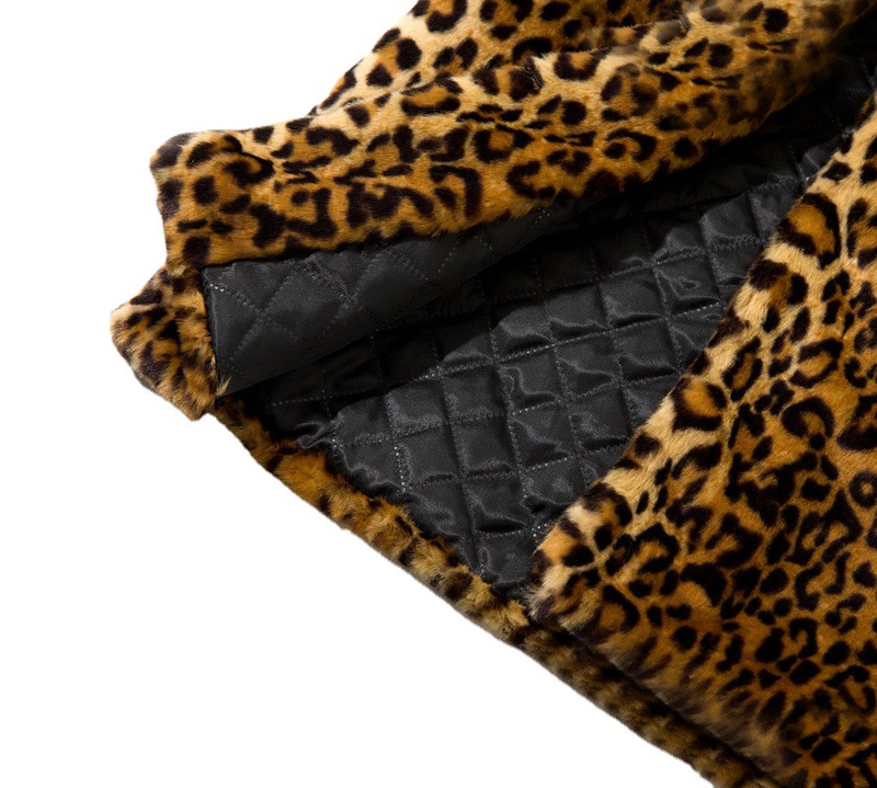 Women's fur coat women's mid-length suit collar sexy leopard print coat_autovado.com