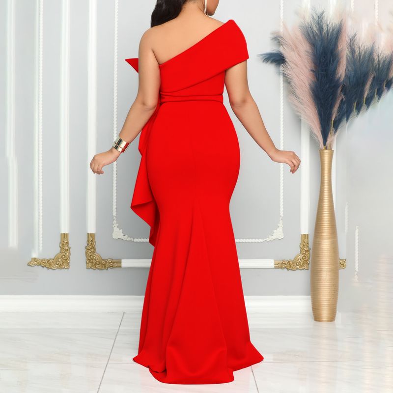 Women's Skirts Slant Collar Tube Top Large Size Dress Evening Dress_autovado.com