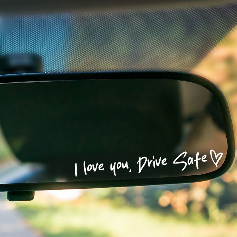 2 pack drive car rearview mirror driving safety stickers English quotes stickers home life stickers_autovado.com