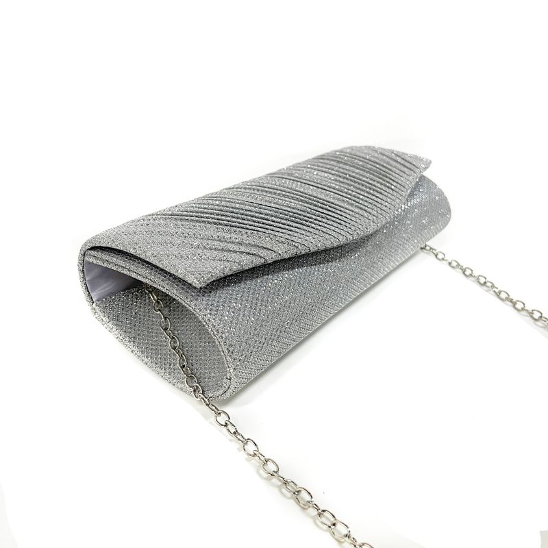 Andralyn Women's Shiny Pleated Dinner Bag Detachable Chain Strap Handbag Wedding Engagement Party Date Party Formal Dress for Ladies_autovado.com