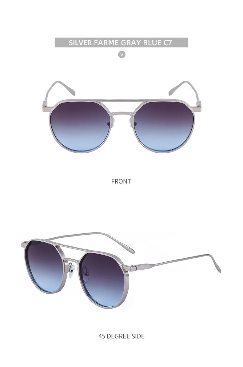 Unisex Vintage round frame sunglasses for men metal double beam driving sunglasses for men_autovado.com