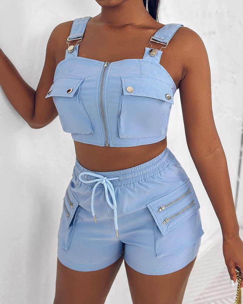 Women's Clothing suspender vest + shorts set_autovado.com