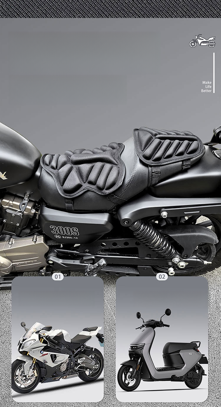 Double seater 3D shock-absorbing and breathable electric vehicle cushion, all season universal motorcycle seat cushion_autovado.com