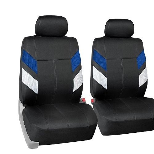 New splicing color Blue white sandwich Black PVC car seat cover_autovado.com