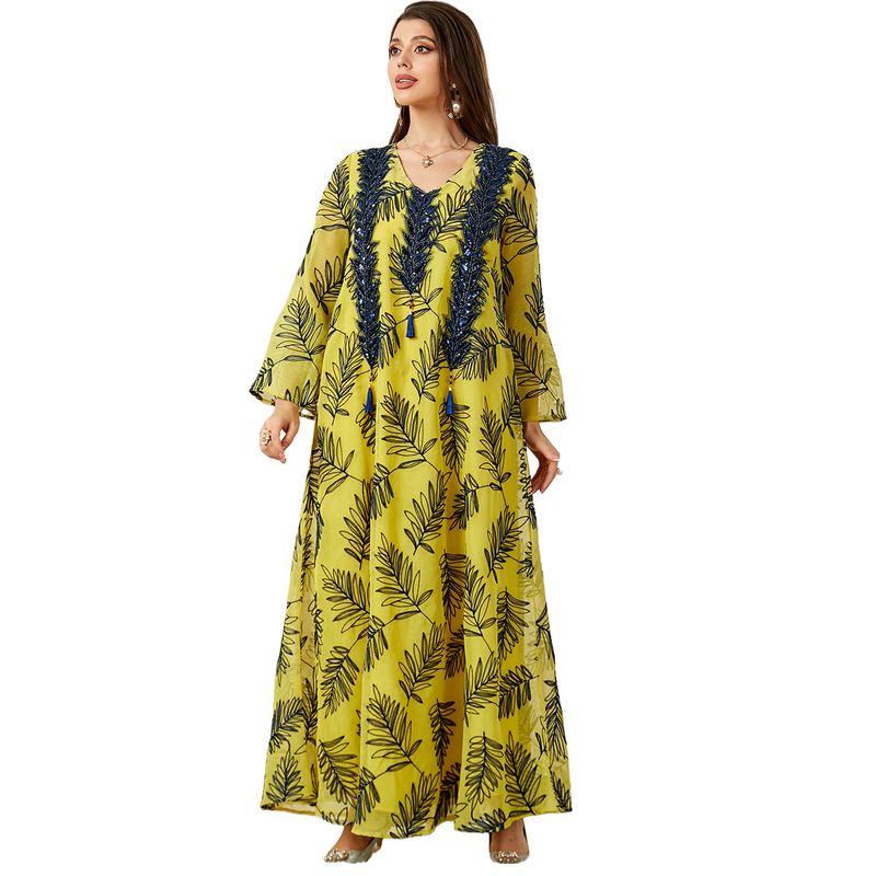 Women's Clothing Arab clothing Dubai embroidered dress Muslim women's evening dress Middle Eastern robe_autovado.com