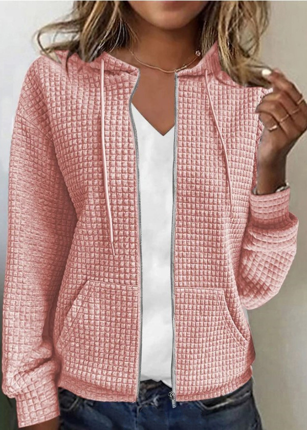 Women's Clothing zipper hooded cardigan long sleeved sweater jacket_autovado.com
