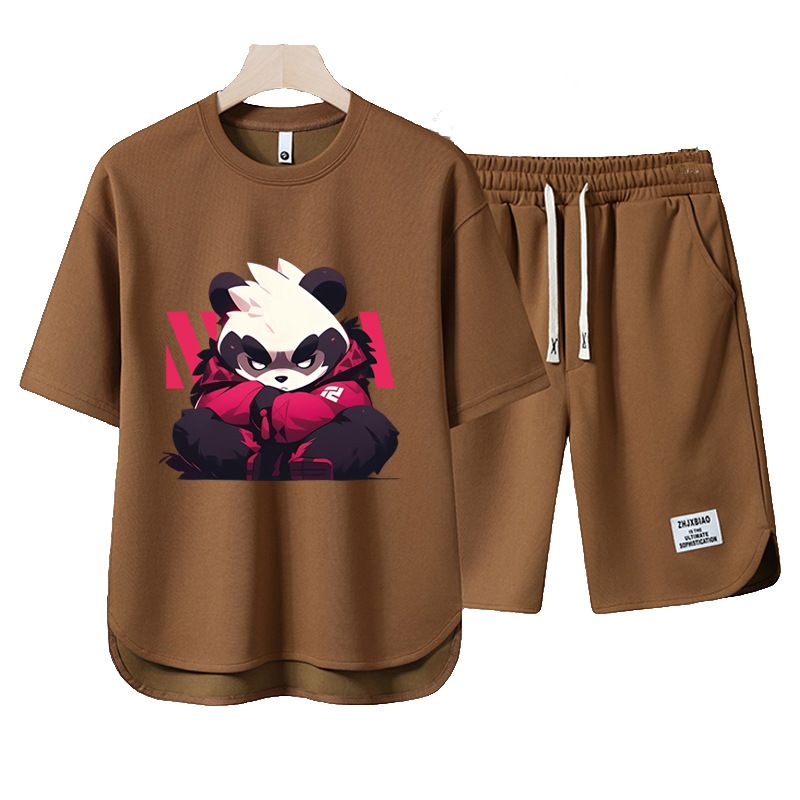 Men's Clothing 2024 Waffle Casual Summer Suit Men's Loose Teen Short sleeved T shirt Shorts Handsome Two piece Suit_autovado.com