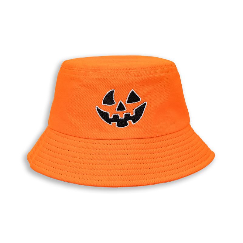 Hot Sale Pumpkin Color Grie Embroidery Bucket Hats Women Men Halloween Party Bob Hip Hop Fisherman Hat Simple Orange White Panama_autovado.com