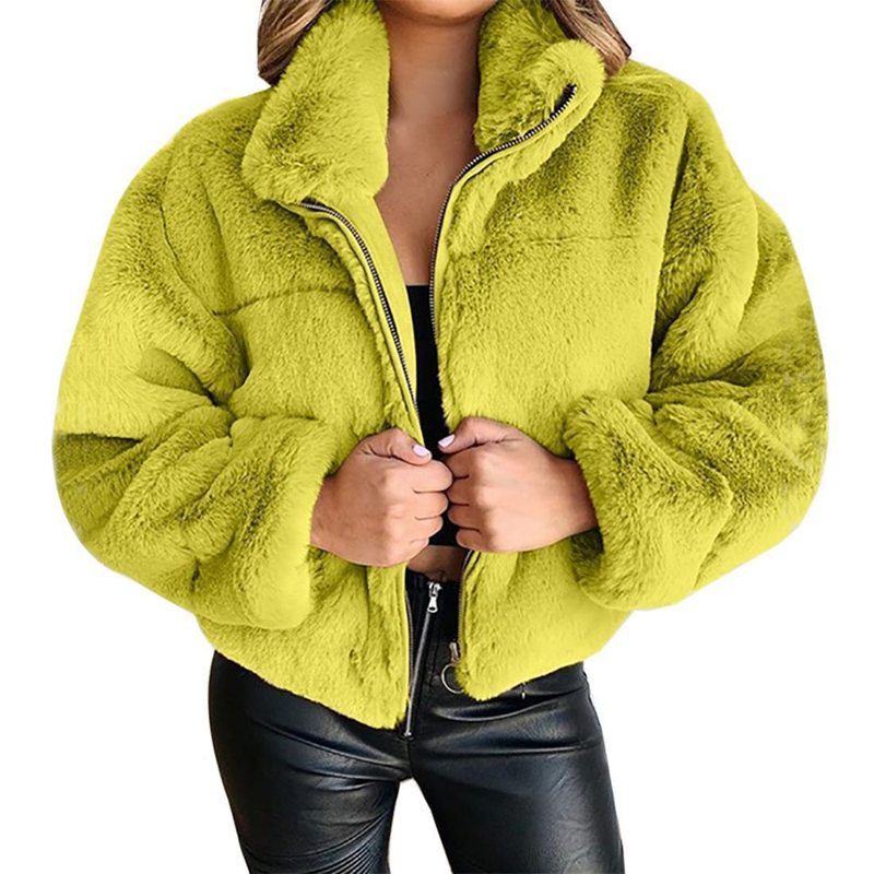 Women's Clothing clothing autumn and winter rabbit fur fur zipper cardigan plush warm jacket_autovado.com