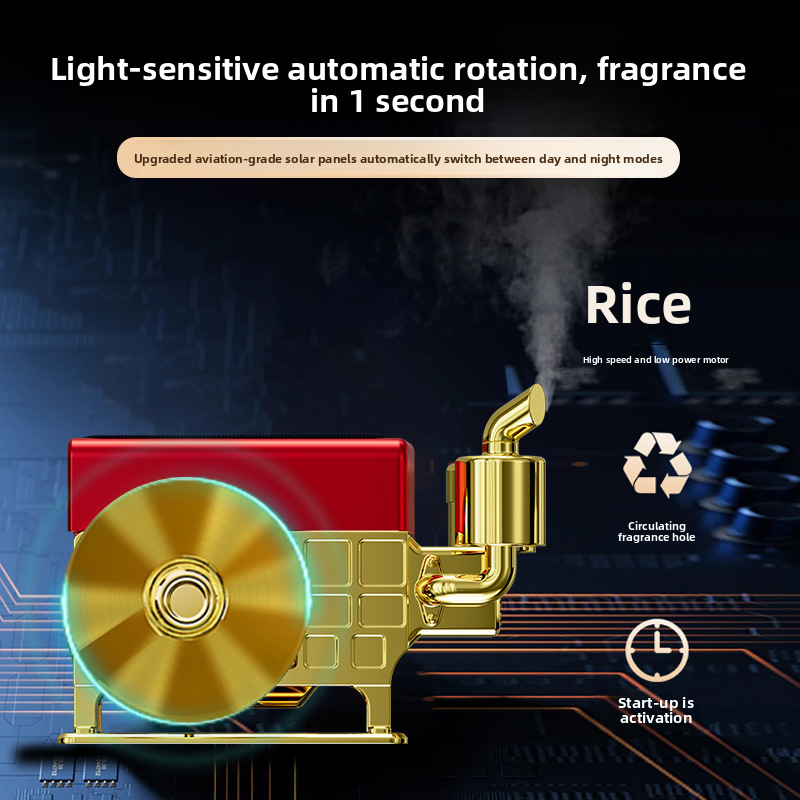 Solar Powered Light-Sensitive Long-Lasting Fragrance Diffuser Car Interior Decoration Wealth Machine Ornament High-End_autovado.com
