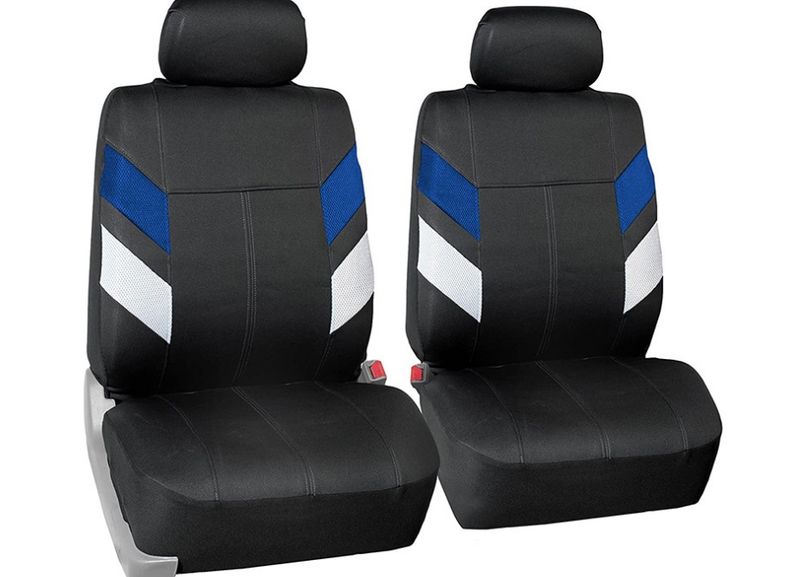 New splicing color Blue white sandwich Black PVC car seat cover_autovado.com