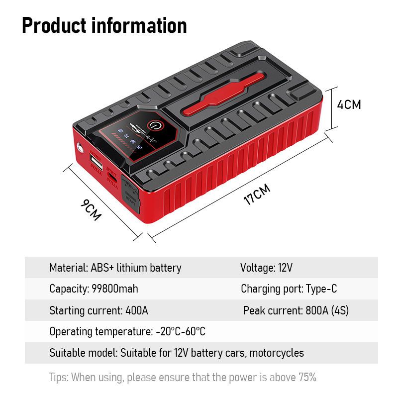99800mAh Air Jump Emergency Start Pump Tire Jumper PowerBank Bank Starter Car Power Supply_autovado.com