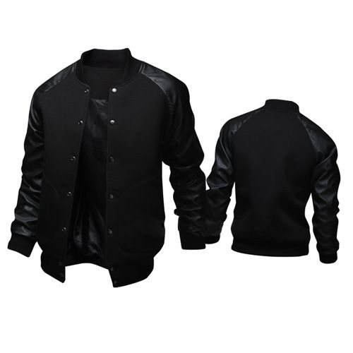 Men's Clothing supply new large pocket leather sleeve men's baseball jacket stand collar jacket J04_autovado.com