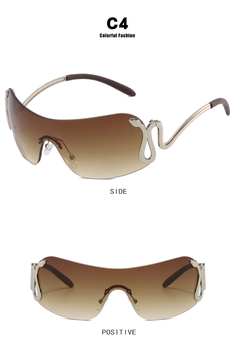 Unisex Spirit snake one-piece sunglasses Fashion personality sunglasses Fashion Y2K sunglasses_autovado.com