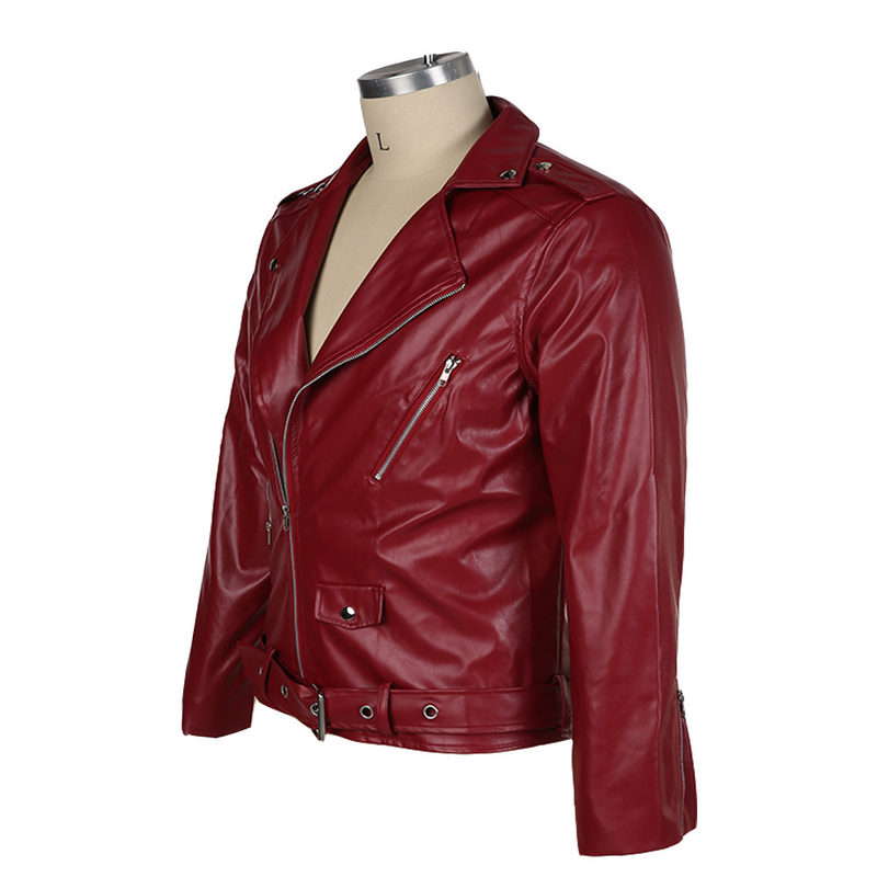 Men's autumn and winter new leather jacket with fashionable lapel zipper motorcycle leather jacket_autovado.com