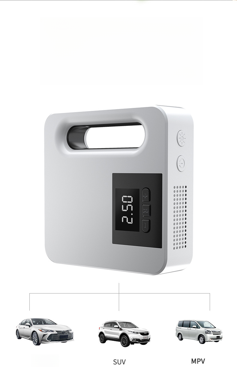 Car mounted intelligent digital display 12V vehicle multifunctional portable inflation pump tire pressure detection LED_autovado.com