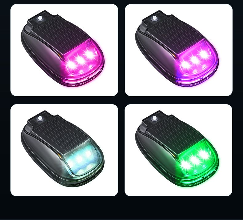 Solar Car LED Flashing Color Roof Mouse Modification No Wiring Remote Control Anti-Collision Warning Light_autovado.com