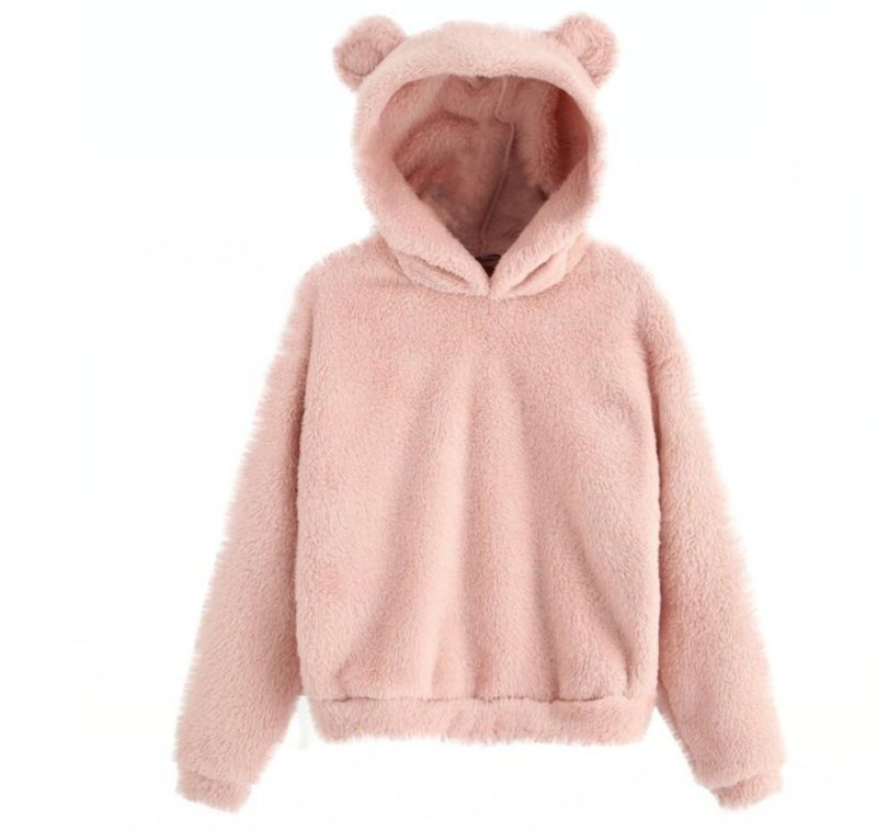 Women's Clothing autumn and winter new fluffy rabbit ears hooded warm sweater sweater_autovado.com