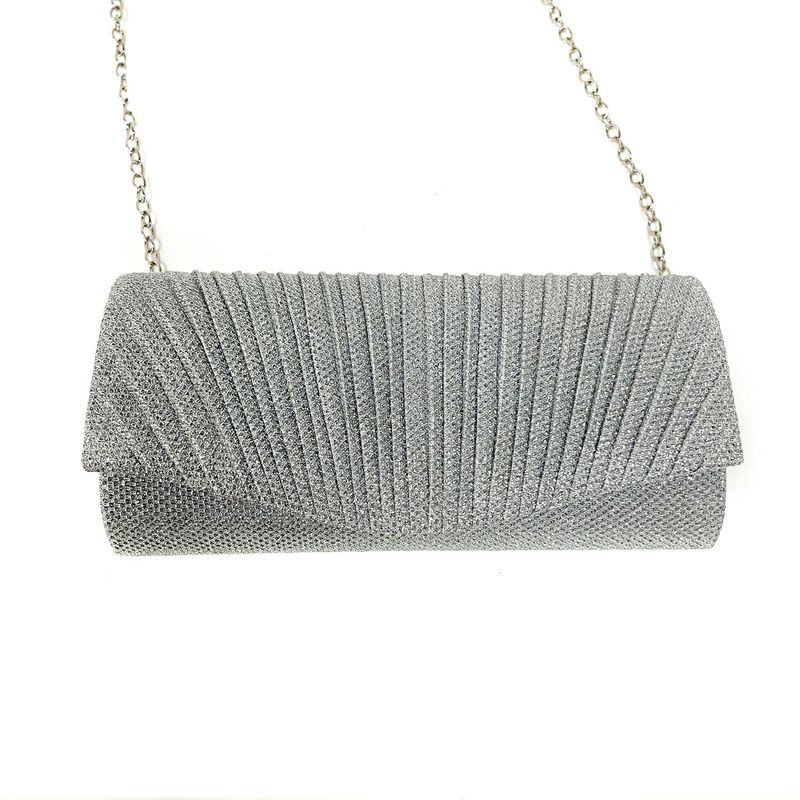 Andralyn Women's Shiny Pleated Dinner Bag Detachable Chain Strap Handbag Wedding Engagement Party Date Party Formal Dress for Ladies_autovado.com