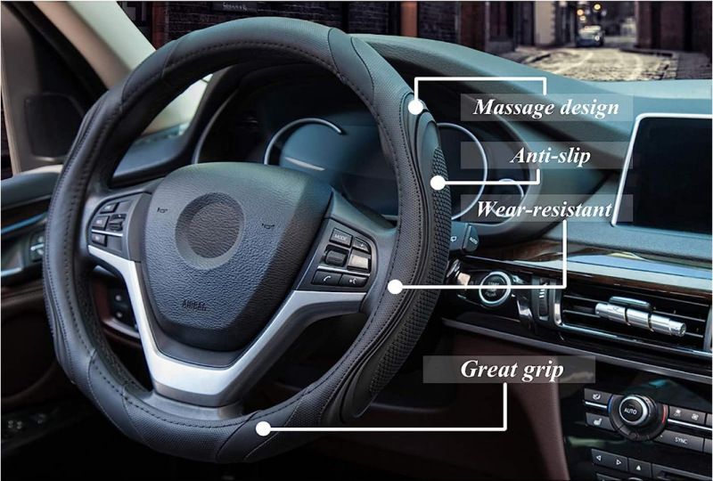 Fashionable Stitching Of Steering Wheel Available In All Seasons, Leather , Concave And Convex Massage, Car Handle_autovado.com