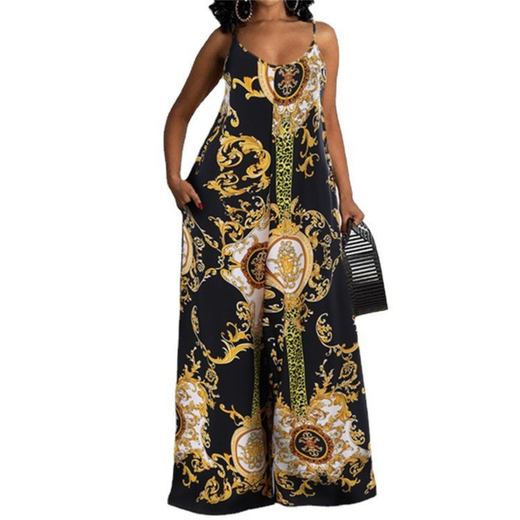 Women's Clothing new casual printed backless sexy jumpsuit_autovado.com
