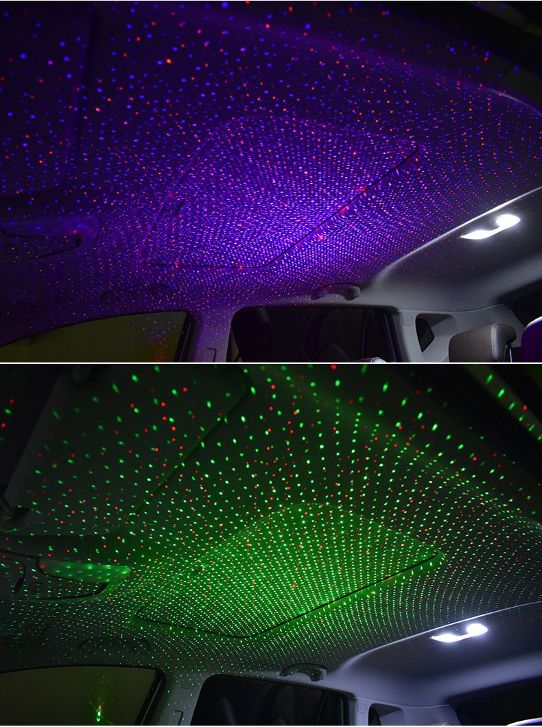 Dual color starry sky USB ambient interior projection light, car roof full of stars, laser rhythm light_autovado.com