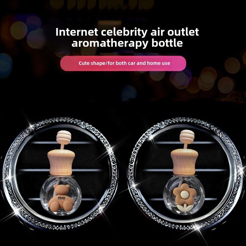Cartoon milk tea car perfume bottle empty bottle Internet celebrity car air outlet aromatherapy clip ins decoration decoration supplies_autovado.com