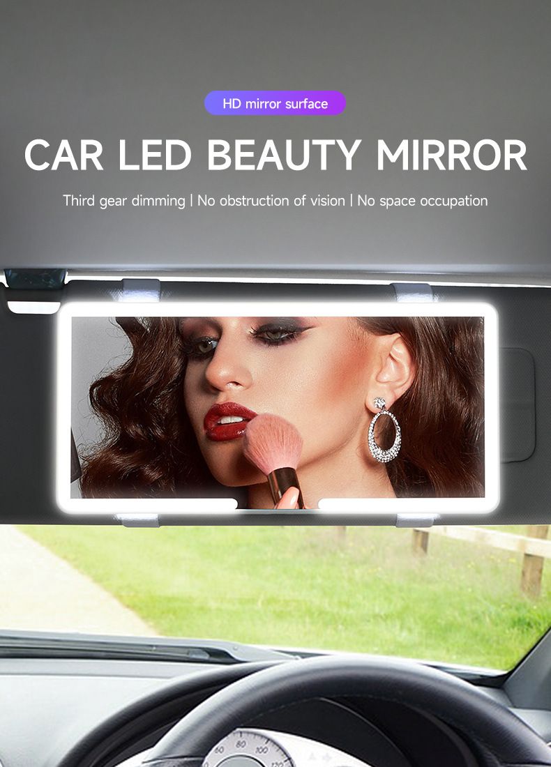 Direct Car LED Makeup Sun Visor Touchscreen Double Button Light-Up Mirror_autovado.com