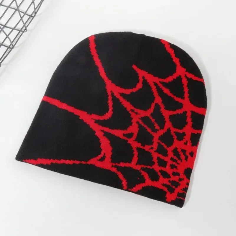 Hot Sale Fashion Knitting Spider Web Design Hat for Men Women Pullover Pile Y2k Goth Warm Beanie Hats New Hip-hop Street Cap_autovado.com