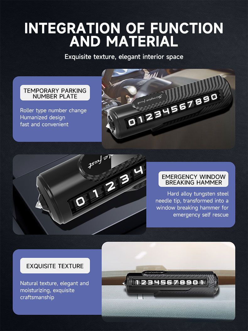 Phone Number Metal Hammer Car Multi-Function Safety Window Breaker Temporary License Plate Remover_autovado.com