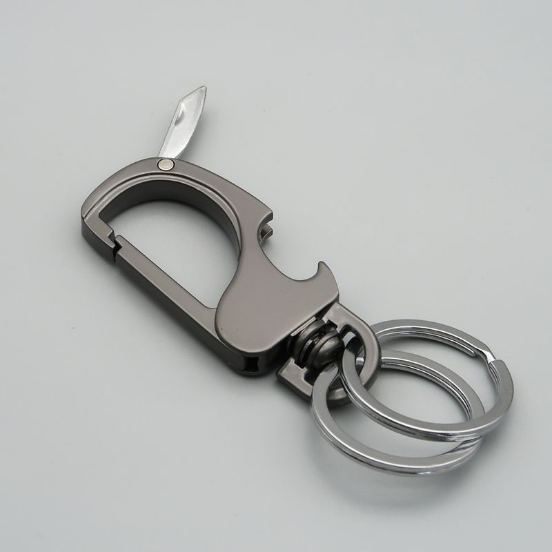 Multifunctional Creative Bottle Opener Knife Keychain Men's Business Waist Hanging Zinc Alloy Laser Engraved Key Ring_autovado.com