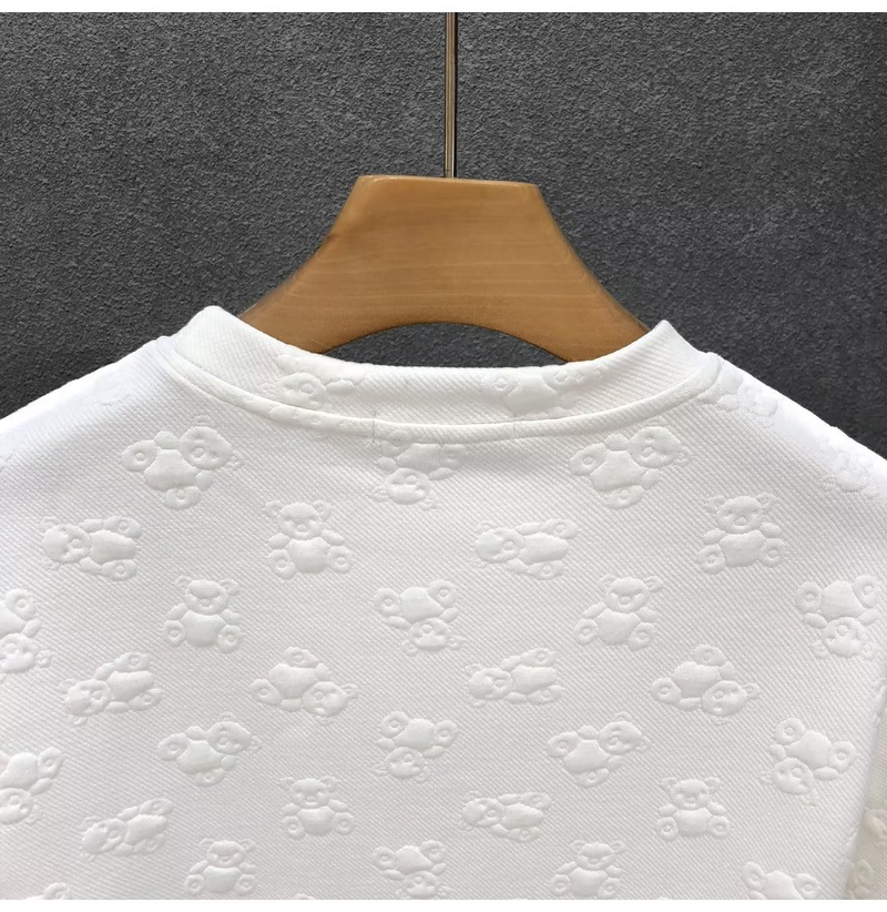 Men's clothing Bear embroidered short-sleeved T-shirt for young men handsome round neck T-shirt summer new men's cartoon_autovado.com