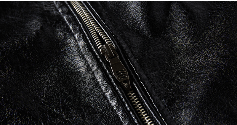 Men's leather jacket pu leather jacket European and American motorcycle clothing fleece leather jacket men_autovado.com