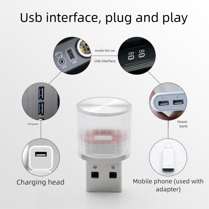 LED Atmosphere Mini Plug-in Night Home Car Colorful Ambient USB Small Light_autovado.com
