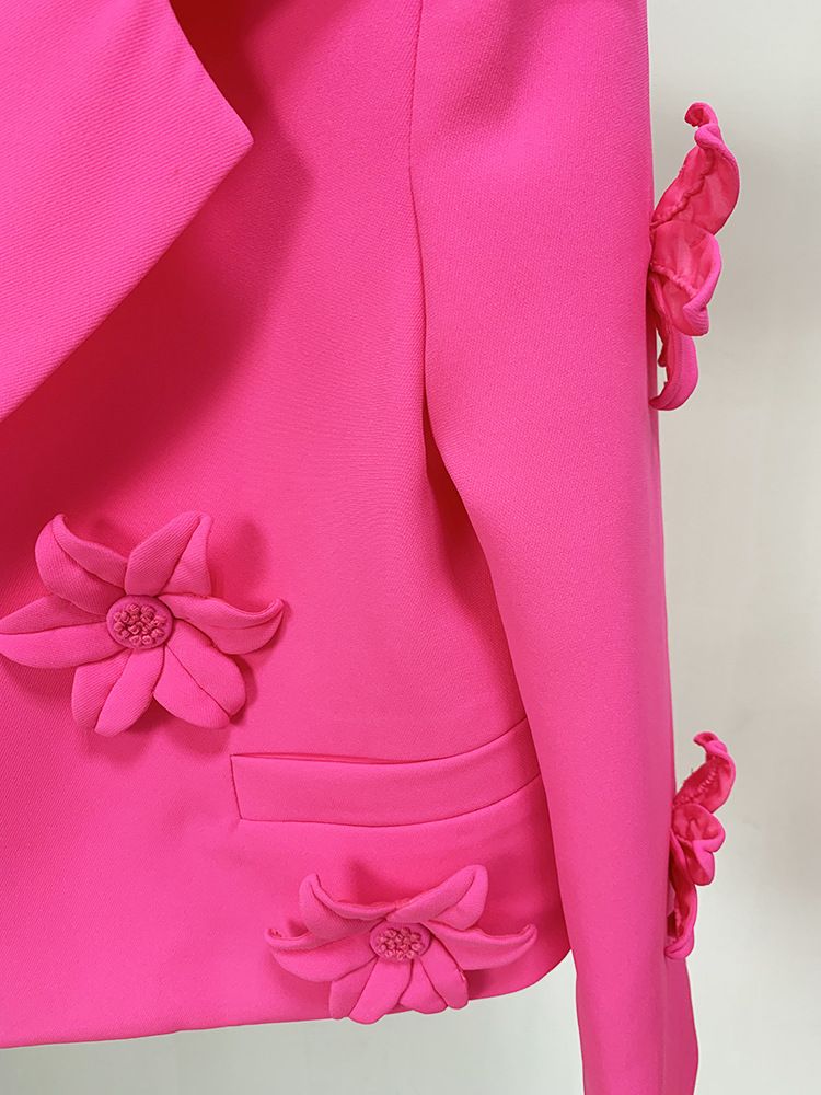 Women's Clothing Star Fashion Fluorescent Series Heavy duty Three dimensional Flower Decorated Short Suit Jacket_autovado.com