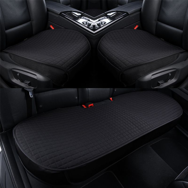 Linen Cover Flax Breathable Car Seat Cushion All Seasons Universal Non-Slip Protector Pad Fits For Sedan Van SUV Truck_autovado.com