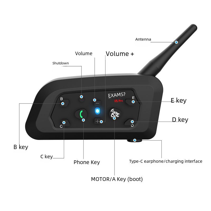 EJEAS factory wholesale motorcycle helmet bluetooth intercom headset V6Pro single pack 6 people outdoor switching intercom_autovado.com