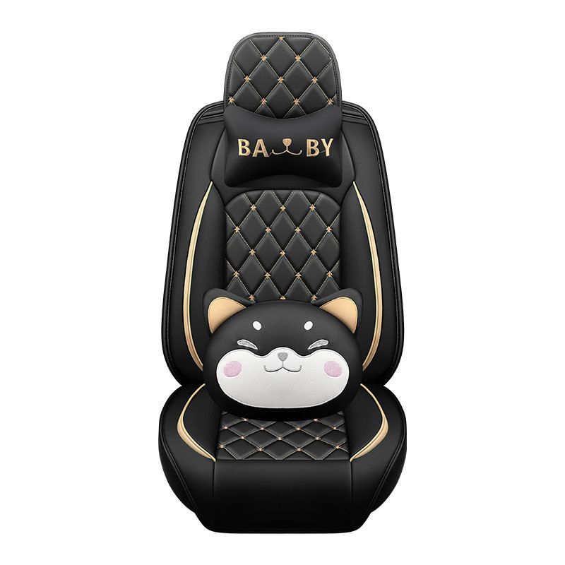 New Crown All-inclusive Full Leather Diamond Four Seasons Car Cushion Four Seasons Universal Dog Head Cartoon Car Seat Cover_autovado.com