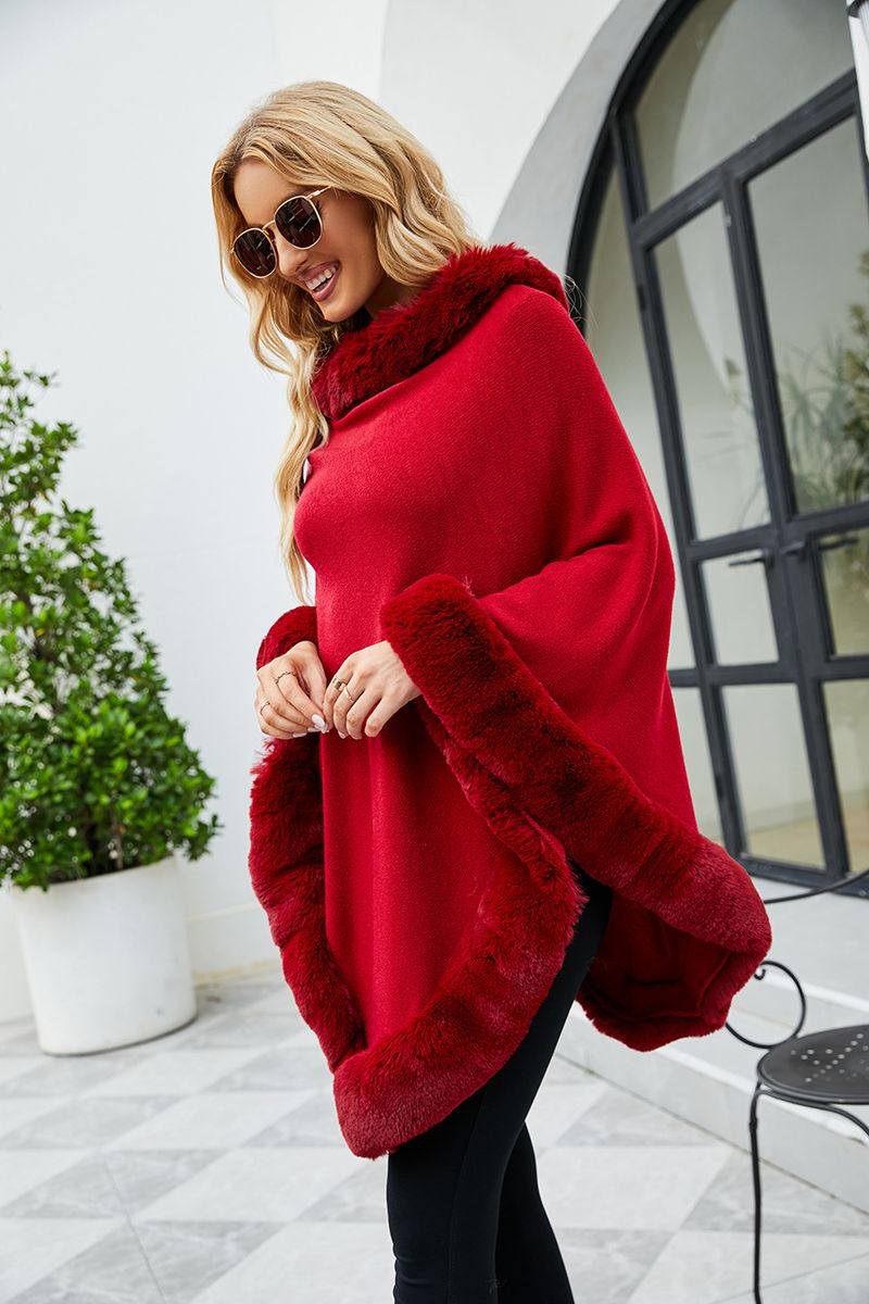 Women's Clothing 2023 autumn and winter new women's clothing shawl tassel cape fur collar pullover sweater women_autovado.com
