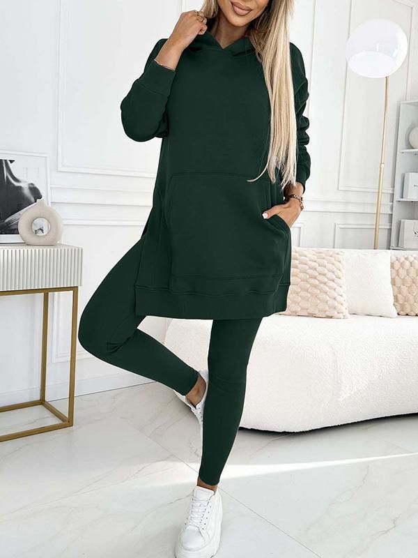 Women's Clothing sports leisure hooded sweatshirt thickened threaded leggings two piece suit_autovado.com