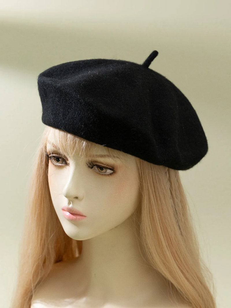 Hot Sale Lady Spring Winter Painter Style Hat Women Wool Vintage Berets Solid Color Caps Female Bonnet Warm Walking Cap_autovado.com