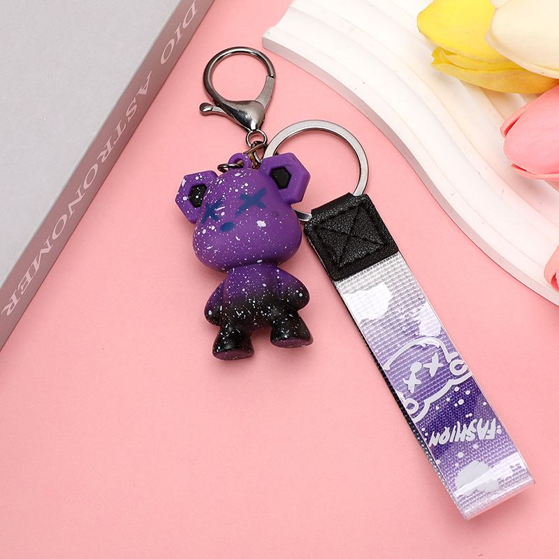 Gradient Starry Sky Bear Keychain Doll Pendant PVC Chameleon Bear Cute Cartoon Couple Bag Pendant Chain_autovado.com
