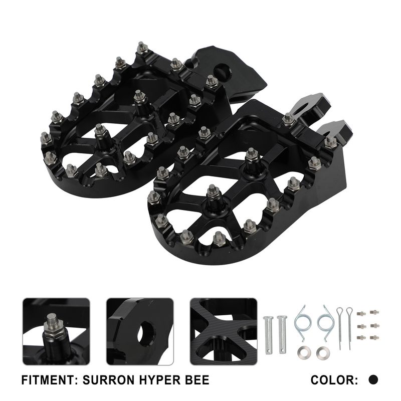 Motorcycle Foot Pegs - Non-Slip Aluminum Alloy Replacement Pedals For Enhanced Grip & Comfort (16x15.5x8cm, Black)_autovado.com
