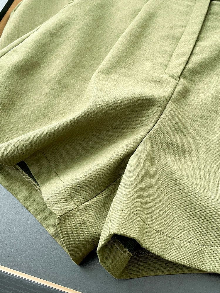 Women's Clothing Sleeveless V-neck Sleeveless Button Suit Short Vest Shorts Suit _autovado.com